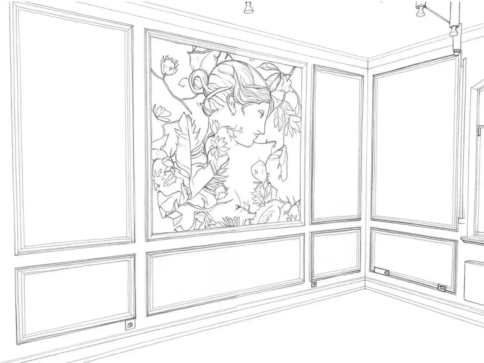 Szkic artystycznej ściany w wyremontowanym wnętrzu