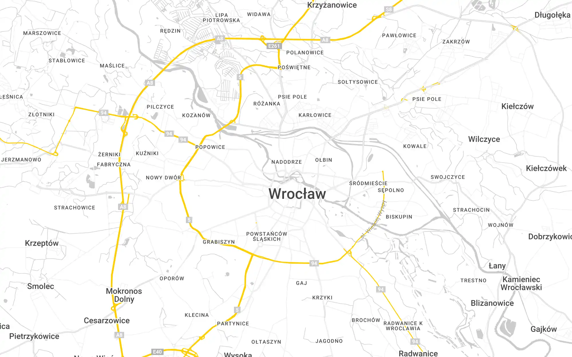 Mapa Wrocławia i okolic